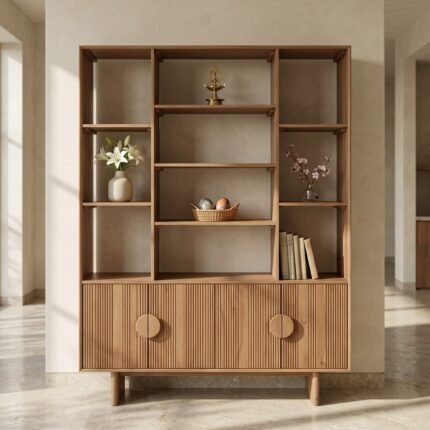 PRITI Wooden 4-Door Bookcase (Sisam Wood )