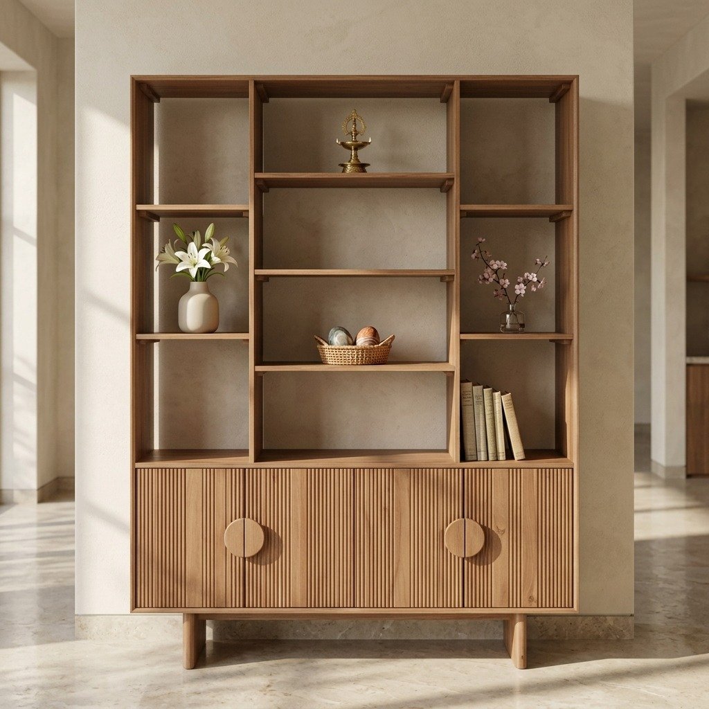 PRITI Wooden 4-Door Bookcase (Sisam Wood ) PRITI Wooden 4-Door Bookcase (Sisam Wood )