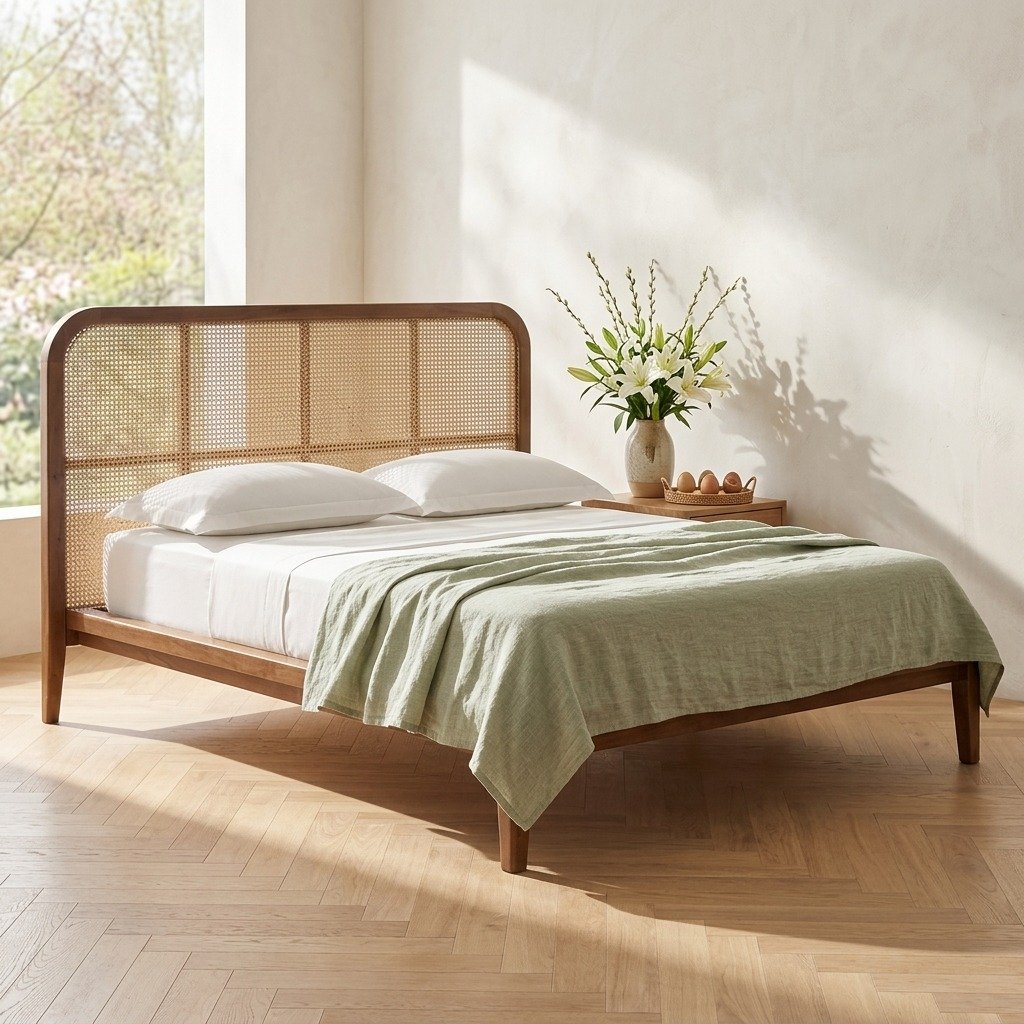 King Size Bed Frame Natural Rattan – PRITI King Size Bed Frame Natural Rattan – PRITI