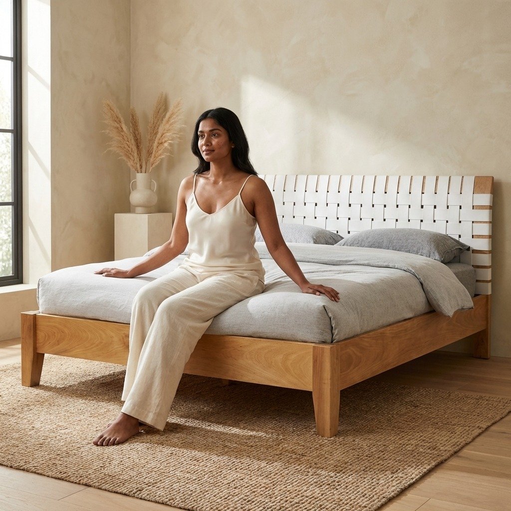 Leather Strap Bed (Solid Wood) – PRITI Leather Strap Bed (Solid Wood) – PRITI