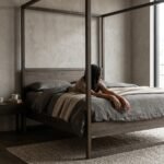 PRITI 4-Poster Bed (Black Solid Wood) - Image 4