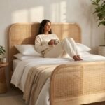 PRITI Bed of Woven Rattan (Mango Wood with Cane )