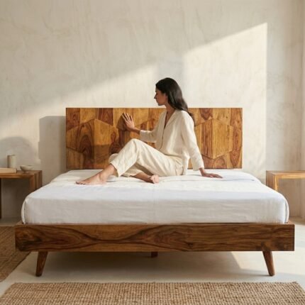 PRITI Vintage Bed (Sisam Wood with cane )