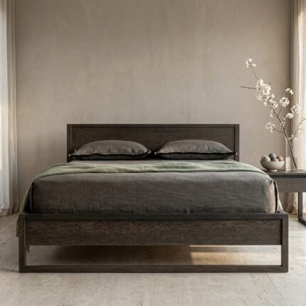 PRITI Wooden Bed (Black Solid Wood )