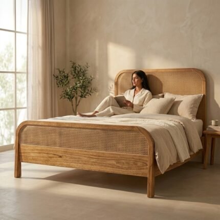 PRITI Wooden Willow Bed (Solid Wood)