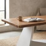 Contemporary Dining Table in Solid Wood and White Metal Home Decor - PRITI - Image 3