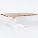 Contemporary Dining Table in Solid Wood and White Metal Home Decor – PRITI