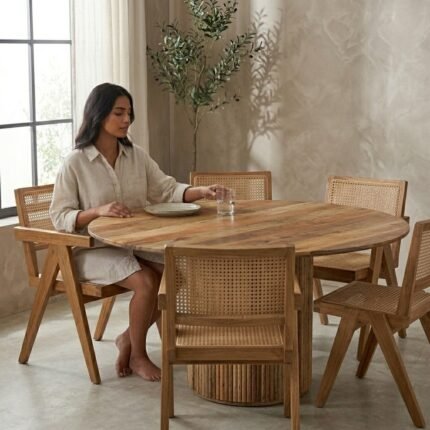 PRITI Dining Table 150 cm (Round Wooden Table )