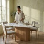 PRITI Dining Table (Marble Top with Wooden Base )