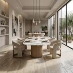 PRITI Dining Table (Marble Top with Wooden Base ) - Image 3