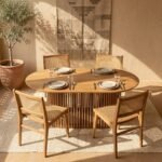 Oval Brown Wood Dining Table - PRITI - Image 3