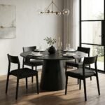PRITI Black Dining Table made of Solid Wood for 4/6 persons D140 - Image 4