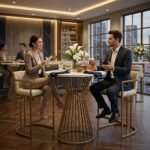 PRITI Brass-colored Metal Dining Table for 2 people for Professional use D70