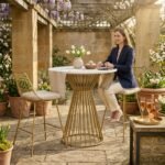 PRITI Brass-colored Metal Dining Table for 2 people for Professional use D70