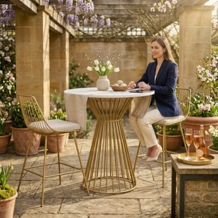 PRITI Brass-colored Metal Dining Table for 2 people for Professional use D70