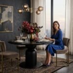 PRITI Contemporary Round Wooden Dining Table in Refined Black Finish