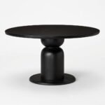 PRITI Contemporary Round Wooden Dining Table in Refined Black Finish - Image 5