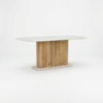PRITI Curved Marble 180cm Dining Table with Wood Base, Seats 4 - 6 - Image 10