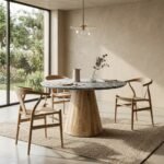 PRITI Dining Table (Marble Top With Mango Wood Base )