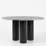 PRITI Dining Table Marble Top and Wooden Legs
