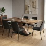 PRITI Industrial Dining Table in Solid Wood and Black Metal - Image 3
