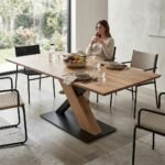 PRITI Industrial Dining Table in Solid Wood and Black Metal
