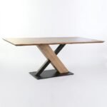 PRITI Industrial Dining Table in Solid Wood and Black Metal