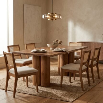 PRITI Modern Dining Table in Natural Wood