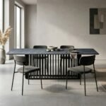 PRITI Natural Rectangular Coal Dining Table - Image 2