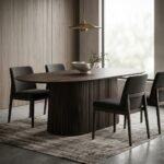 PRITI Oval Dining Table (Dark Brown Solid Wood )