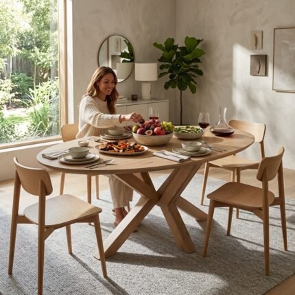 PRITI Oval Solid Mango Wood Dining Table