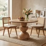 PRITI Round Carved Dining Table (Solid Mango Wood ) - Image 2