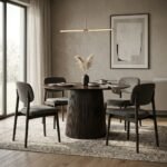 PRITI Round Dining Table (Solid Dark Brown ) - Image 2