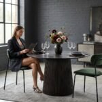 PRITI Round Dining Table (Solid Dark Brown ) - Image 3