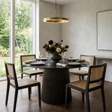 PRITI Round Dining Table (Solid Dark Brown )