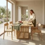 PRITI Wooden Rectangular Dining Table - Image 3