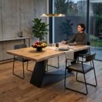 Rectangular Industrial Dining Table Black Metal - PRITI