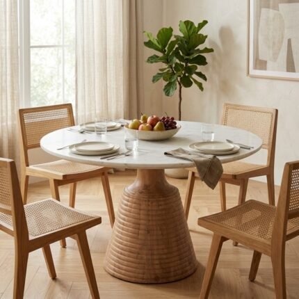 Round Ethnic and Marble Dining Table – PRITI