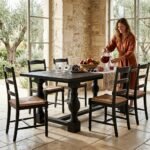 Traditional Rectangle Wooden Dining Table (Solid Black Wood) - PRITI - Image 2