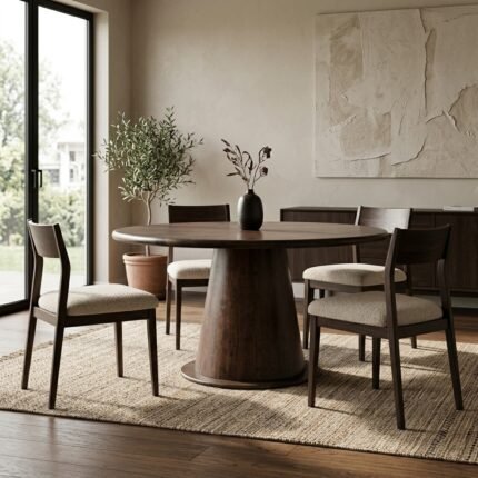 wood Round Dining Table 8-Seater – PRITI