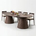 PRITI Ribbed Dining Table (Solid Wood )