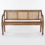 PRITI Vintage Bench in Solid Wood and Cannage