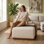 PRITI Sliding Ottoman w Caster Wheels and Table Top