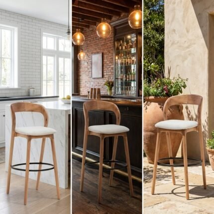 PRITI Wooden Bar Stool (Solid Wood )