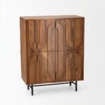 PRITI 4 Door Bar Cabinet Natural Wood - Image 7