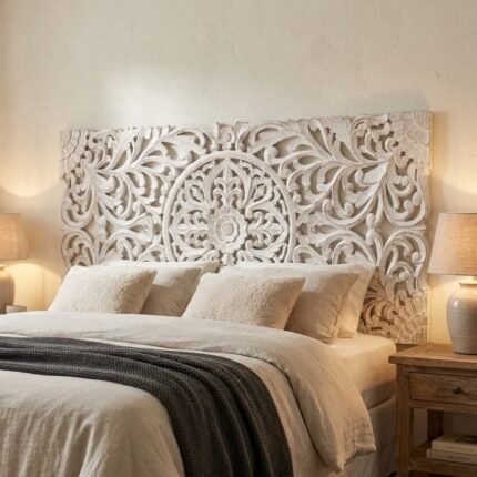 Handcrafted Solid Wood Bed Headboard
