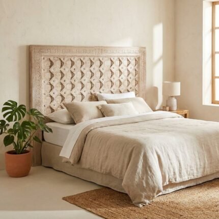 PRITI Headboard White Natural Wood