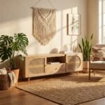 PRITI Rattan Wood Media Unit (Solid Wood )
