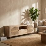 PRITI Rattan Wood Media Unit (Solid Wood )