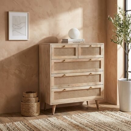 PRITI Rattan Wood Sideboard (Solid Mango wood )